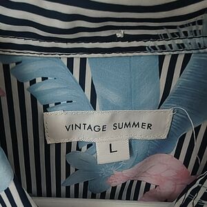 Vintage Summer Men's Blue Floral Casual Button Down Shirt
